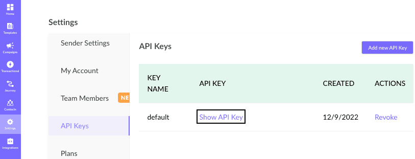 Mailmodo API key