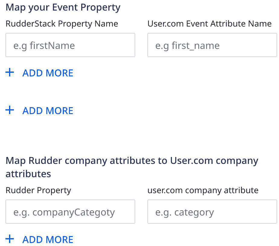 User.com connection settings