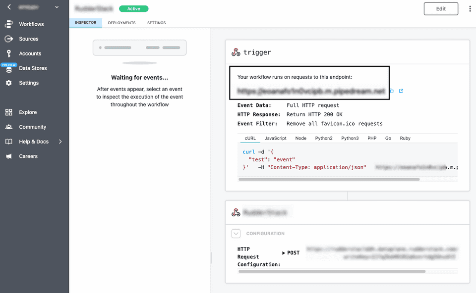 Pipedream workflow URL